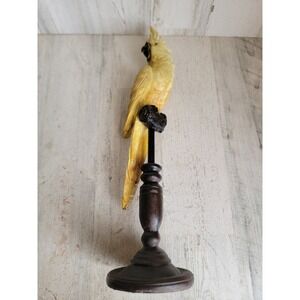 Unique art bird pearch yellow parrot figure decor pet home zoo animal